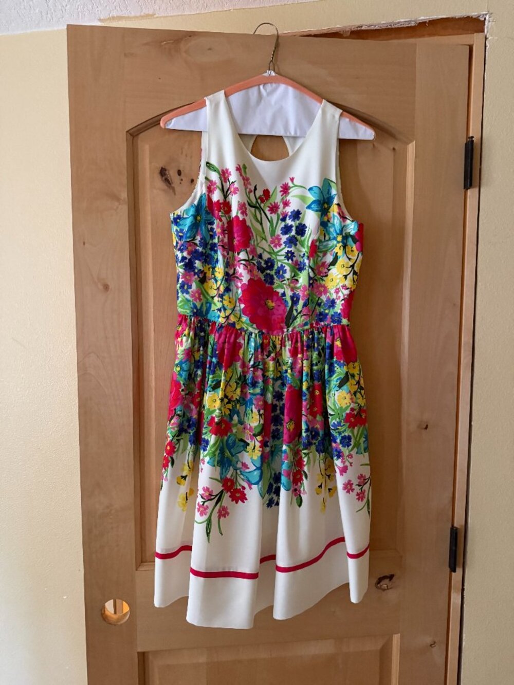 Eliza J Floral Fit & Flare Dress Size 6 White Multicolor Sleeveless